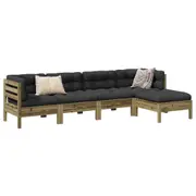 vidaXL 5 Piece Garden Sofa Set with Cushions Impregnated Wood Pine