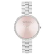 Calvin Klein Silver Steel Light Blush Dial Women's Slim Watch - 25100015