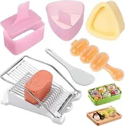 6 Pcs/Set Spam Musubi Maker Mold Press (Non Stick) with Luncheon Meat Slicer Kit Sushi Shake Rice Ball Mold Onigiri Mold Sushi Making Tool Egg Slicer Hot Dog Cutter for Kitchen