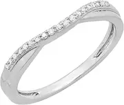 [Dazzlingrock Collection] 0.11 Carat (ctw) 10K Gold Round Cut White Diamond Ladies Anniversary Wedding Guard Contour Band