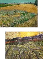 Decoratus� *Wheatfield* & *Wheat Field With Rising Sun* - 2 Paintings by Van Gogh, Set of 2 Wall D�cor Frames. Canvas print stretched on Pinewood Frame.12"x15".