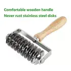 Wood Handle Stainless Steel Dough Roller Cutter Dough Lattice Roller Home