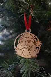Laser Cut Shaka Santa Clause Wooden Christmas Ornament Gift Tag Made in Hawaii