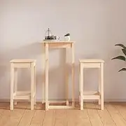 3 Piece Bar Set Solid Wood Pine,Solid Pine Wood Bar Set with Bar Table and 2 Stools for Home and Pub Furniture Sets