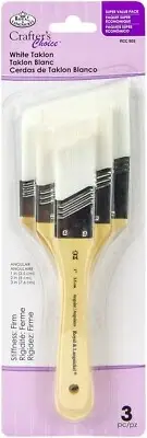 Crafter's Choice White Taklon Angle Brush Value Pack 3/Pkg-
