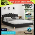 ALFORDSON Bed Frame Double Size Upholstered Platform Base Leather Black TANIA