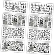 FRCOLOR 8pcs Christmas Theme Manicure Steel Plate Nail Art Templates Nail Printing Decals