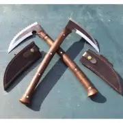 Custom Handmade Carbon Steel Blade Pair Of Kama Axes | Hunting Axe Camping Axe