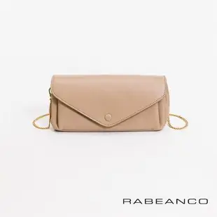 【RABEANCO】質感平滑牛皮手拿斜背鏈帶皮夾包(杏)