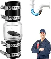 Sump Pump Check Valve 1 1/2 Inch, Quiet Check Valve with Buna-N Couplings, Model CV-150, Spring-Loaded Flapper with Steel Clamps Fit -/2″ Pipe