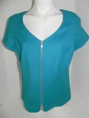 Ellen Tracy Tile Blue Short Sleeve Jacket 10