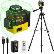 Laser Level with Tripod, 2X360° Self-Leveling Green Cross Line, 8 Lines Laser Le