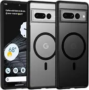 [TIANNIUKE] Magnetic Case Translucent Matte Anti-Fingerprint,Compatible with MagSafe,Slim Fit Shockproof Protective Phone Case for Pixel 7 Pro (2022) (Black)