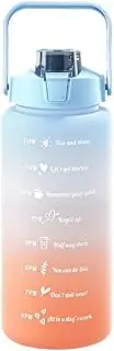 AIMALL 2L Reusable Motivational Water Bottle with Straw, Time-Gradient Markers, Large Capacity Drinking Jug for Fitness, Gym, Sports & Training