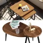 2X Industrial Coffee Table Oval | Square Stacking Accent Table Vintage Furniture
