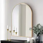 [Furb] Arch Wall Mirror, Gold Metal Frame Bathroom Mirror, Decorative Hallway Entryway Mirror, 60x90cm