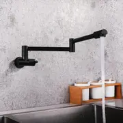 All Copper Wall Folding Kitchen Faucet 360 Rotation Single Cold Black Brushed Pot Filler Faucet Swing Arm Single Hole