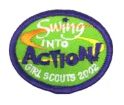 PATCH GSA Girl Scouts Swing Into Action 2002 Green Purple