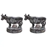 2x LVD Metal Doorstop Cow Decorative Door Stay Home/Bedroom Decor 12.07cm Brown