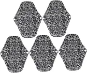 GOOHOCHY 5PCS Washable Charcoal Fiber Sanitary Pads Reusable Menstrual Napkins for Women Comfortable and Sanitary Towels with Random Black Patterns
