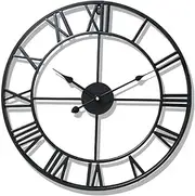 Garden Clocks Outdoor Waterproof, Roman Numeral Indoor and Outdoor Clocks for The Garden Wall Mounted Metal Precision Mute Pendant Outside Clock Battery Powered Round 40cm A