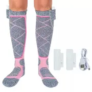 Pink Winter Electric Heated Socks Boot Feet Warmer USB Rechargable Battery Warm Sock