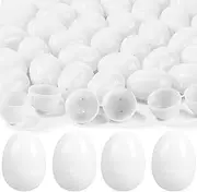 100 Pcs Easter Eggs Plastic Fillable Easter Eggs Bulk Empty Blank for Easter Basket Stuffers Fillers Easter Theme Party Favor Easter Hunt Stuffers Classroom Prize (White)