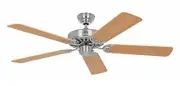 Ceiling Fan Brushed Chrome & Beech 132 CM Classic Royal Flat