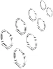 [FASHGOOD] Surgical Stainless Steel Huggie Hoop Earrings for Men Women Small Hypoallergenic Earrings Hoop Gold Silver Cartilage Helix Hinged Sleeper Earrings 6mm 8mm 10mm 11mm 12mm