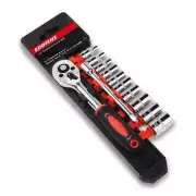 12pcs 1/4 Inch Ratchet Socket Wrench Set, Drive Socket Set with 10 Sockets 4-...