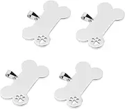 COSMEVIVI 4pcs Stainless Steel Pet Tags Lightweight Bone Shaped Id Tags for Dogs Cats and Pets Durable and Comfortable Custom Engraved Name