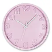 Pink Bold Number Wall Clock
