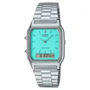 Casio Vintage Silver Turquoise Blue Analog-Digital Watch AQ-230A-2A2 | RRP $129