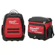 Milwaukee Packout Tool Backpack 15.7" 48-Pockets Tool Storage Red w/ Cooler Bag