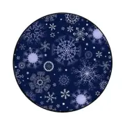 Round Rug 3ft Soft Foam Washable Circle Rugs Dark Blue White Snowflakes Stars