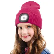 Beanie with The Light for , Unisex USB Rechargeable Headlamp Hat Winter Knitt...