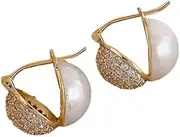 MAYJAI Micro-encrusted zircon pearl earrings Double-sided earrings Feminine fashion earrings