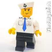M006 Lego Captain Minifigure with Blue Tie & Anchor pattern Authentic parts NEW