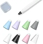 8-Pack Apple Pencil Tip Covers - Premium Silicone and Fiber-Wrapped Nib Protectors for iPad Stylus, Anti-Slip Grip, Noise Reduction - Compatible with Apple Pencil 2nd Gen, 1st Gen, and Other Styluses