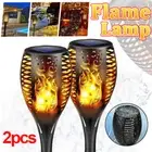 2PCS LED Solar Flickering Torch Path Light Dancing Flame Garden Landscape LampAU