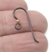 10 Black Niobium Ear Wires + 2mm Copper Bead Accent - Hypoallergenic
