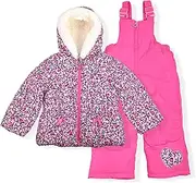 [Arctic Quest] Infant & Toddler Girls Puffer Ski Jacket and Snowbib Snowsuit Set