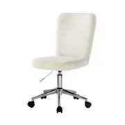 Oikiture High Back Armless Home Office Chair Boucle White&Silver