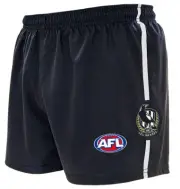 AFL COLLINGWOOD MAGPIES "NEW DESIGN" KIDS FOOTY SHORTS - BRAND NEW