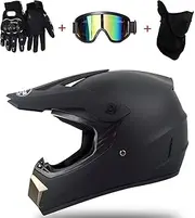 Motocross Helmet, Off-Road Motocross ATV Motorcycle Helmet, with Goggles Gloves Mask, Professional Competition Helmet DOT Certified