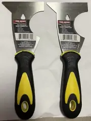 Lot Of 2x Tool Bench 5-in-1 Paint Scraper Black & Yellow Handle w/ Metal Scraper