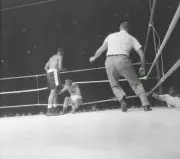 Archie Moore And Yvon Durelle In Boxing Action 1959 Old Boxing Photo
