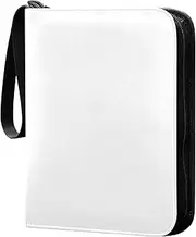 White Card Organizer Binder 4 Pocket Card Book Holder Fits 400 Cards 3 Ring Binder Zipper Card