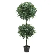 Artificial Bayleaf Ficus Topiary Tree Two Ball Potted Topiary 130cm