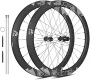 Road Bike Carbon Wheelset 700c Wind-Breaking Wheel Disc Brake 50mm Depth Center Lock Thru Axle- Fit for 8/9/10/11/12 Speed Cassette, HG/XDR, Ceramic Bearings, 36T Ratchet